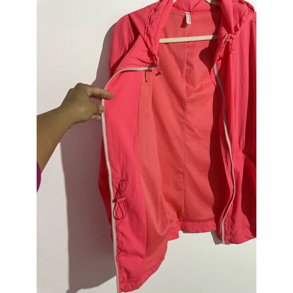 Free People Movement Jacket M Pink Solid Run Wild Hooded Athleisure Gym Training